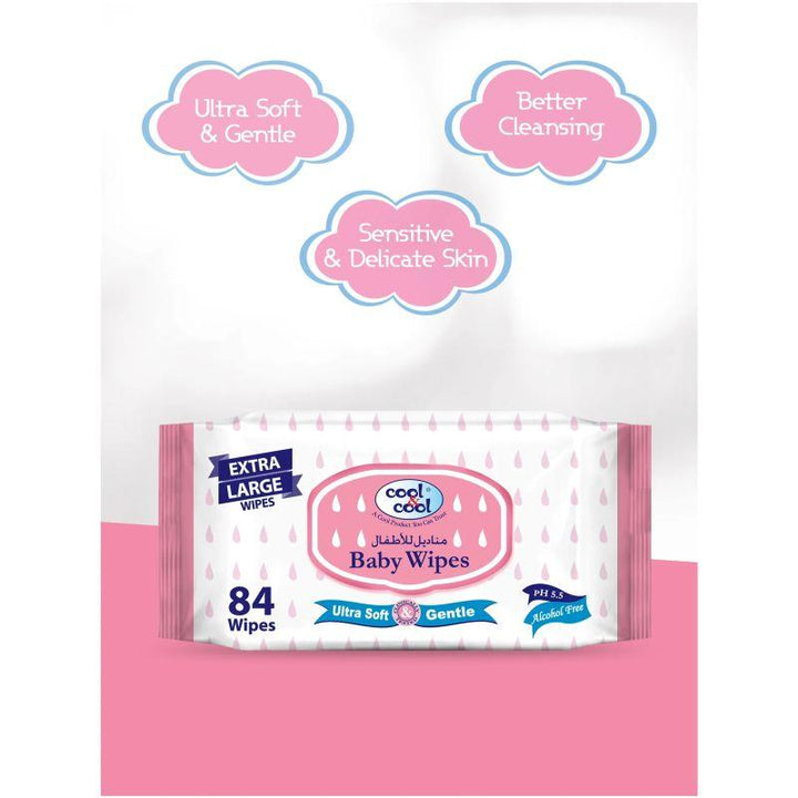 Cool & Cool Baby Wipes Extra Large Pack of 4 - 336 Pieces - Zrafh.com - Your Destination for Baby & Mother Needs in Saudi Arabia