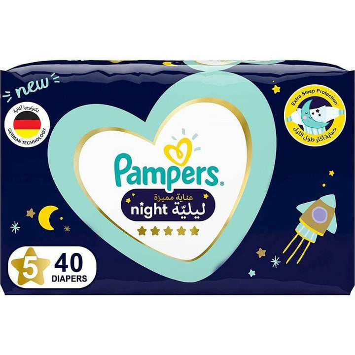 Pampers Premium Night Care Baby Diapers Giant Pack Size #5 (12-17)Kg - 40 Diapers - ZRAFH