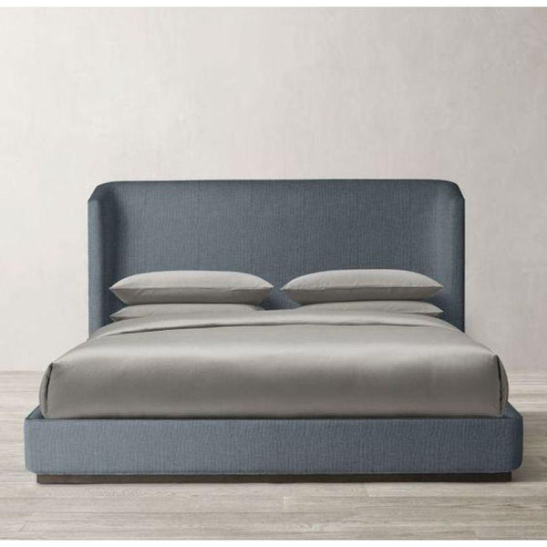 Swedish Wood Velvet Grey Queen Bed By Alhome - 110112306 - Zrafh.com - Your Destination for Baby & Mother Needs in Saudi Arabia