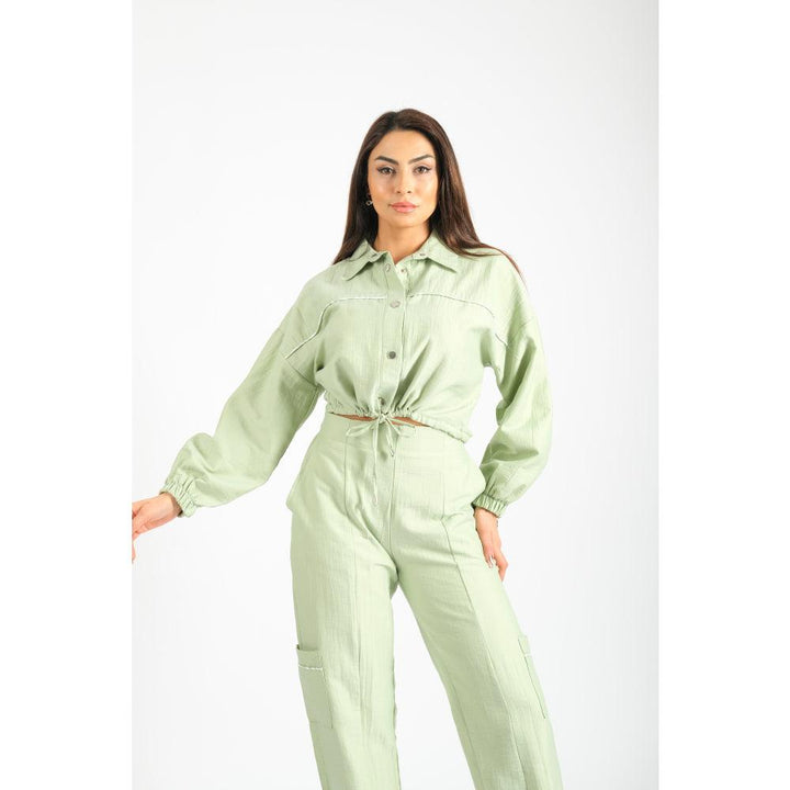 Londonella Women's long-sleeved shirt & closed-bottom Pants Set - 2 Pieces - Green - 100226 - Zrafh.com - Your Destination for Baby & Mother Needs in Saudi Arabia