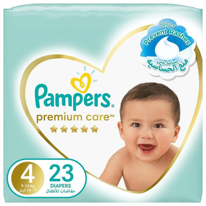 Pampers Premium Care Taped Diapers - Size 4 - 23 Pieces - Zrafh.com - Your Destination for Baby & Mother Needs in Saudi Arabia
