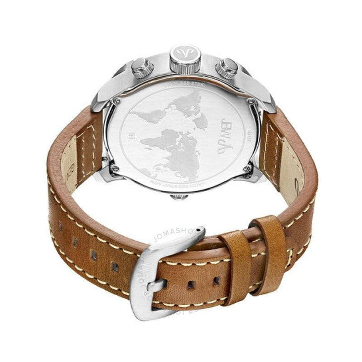 JBW G3 Stainless Steel Diamond Case Brown Leather Strap Men's Watch - Zrafh.com - Your Destination for Baby & Mother Needs in Saudi Arabia