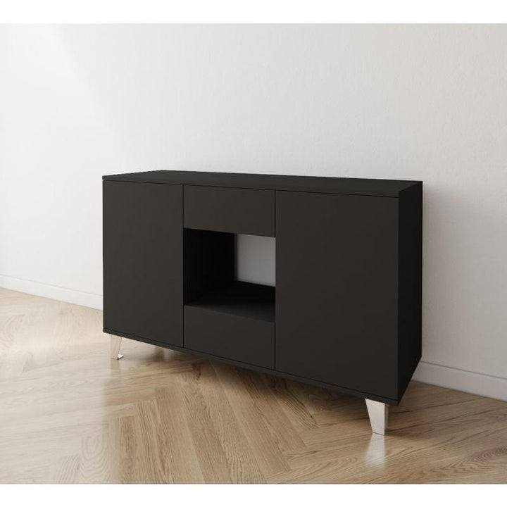 Black Coffee Corner with Two Doors and Two Sliding Drawers By Alhome - Zrafh.com - Your Destination for Baby & Mother Needs in Saudi Arabia