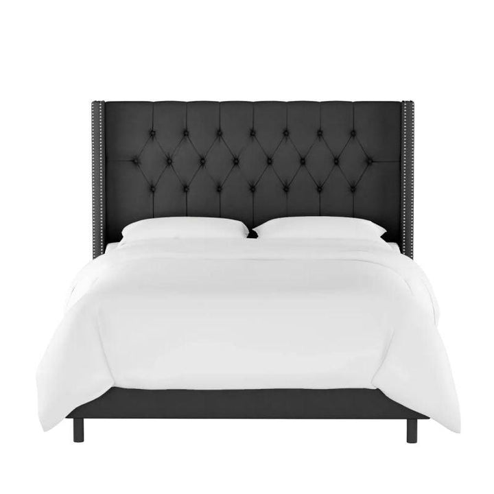 Supreme Comfort: Swedish Wood King Bed - Deluxe Charcoal Elegance (160x200x140) by Alhome - Zrafh.com - Your Destination for Baby & Mother Needs in Saudi Arabia