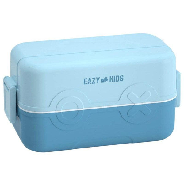 Eazy Kids Double Decker tic-tac-toe Lunch Box w/ Bento Compartment Splitter Sauce Box and Spoon - 1200ml - Zrafh.com - Your Destination for Baby & Mother Needs in Saudi Arabia