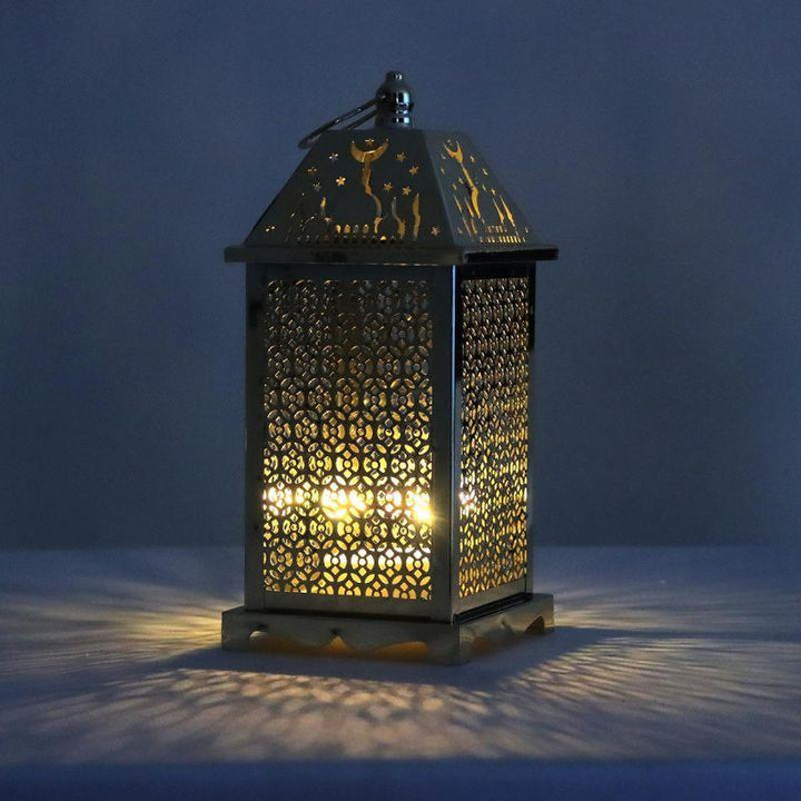 Steel Square Ramadan Lantern With Led Lighting - Gold - 27X12X12 Cm - By Family Ship - 600007817 - Zrafh.com - Your Destination for Baby & Mother Needs in Saudi Arabia