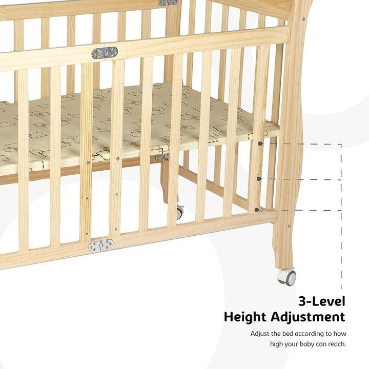 Wooden Baby Bed Baby Crib Three Height Adjustable Foldable Baby