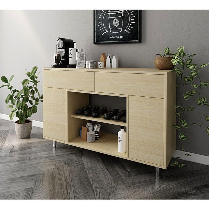 Beige Coffee Corner with Shelves and Drawers By Alhome - Zrafh.com - Your Destination for Baby & Mother Needs in Saudi Arabia