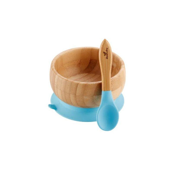 Avanchy Baby Bamboo Stay Put Suction Bowl + Spoon - ZRAFH