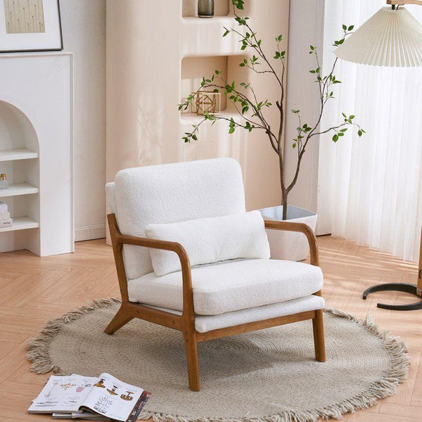 Modern Bouclé Chair - 80x85x85 cm - White - By Alome - Zrafh.com - Your Destination for Baby & Mother Needs in Saudi Arabia