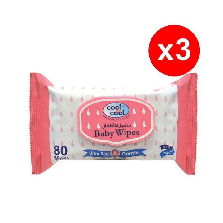Cool & Cool Baby Wipes Pack of 2 + Pack of 1 Free - 240 Wipes - Zrafh.com - Your Destination for Baby & Mother Needs in Saudi Arabia