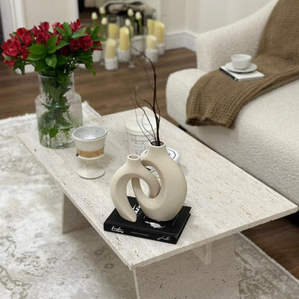 Treventino Serene Off-White Marble Center Table By Alhome - Zrafh.com - Your Destination for Baby & Mother Needs in Saudi Arabia