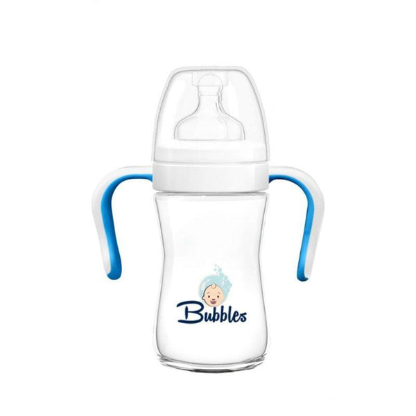 Bubbles Classic Feeding Bottle With Holder - 150 ml - 3 month - Blue - Zrafh.com - Your Destination for Baby & Mother Needs in Saudi Arabia