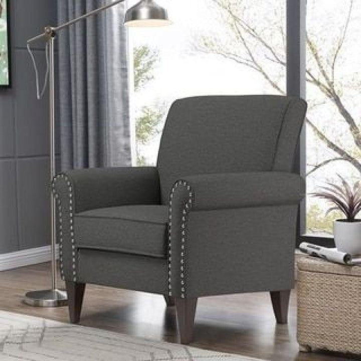 Modern Gray Linen Chair with Swedish Wood By Alhome - Zrafh.com - Your Destination for Baby & Mother Needs in Saudi Arabia