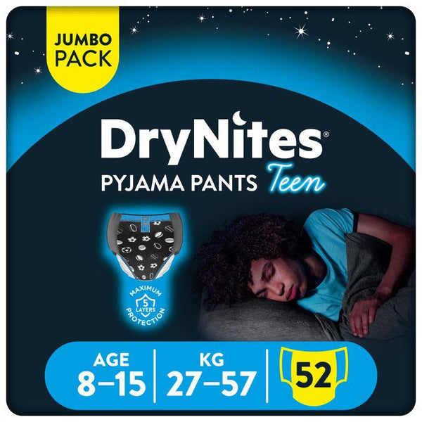 Huggies Drynites Bed Wetting Diaper Pyjama Pants - Jumbo Pack - 52 Pieces - 8-15 Years - Zrafh.com - Your Destination for Baby & Mother Needs in Saudi Arabia