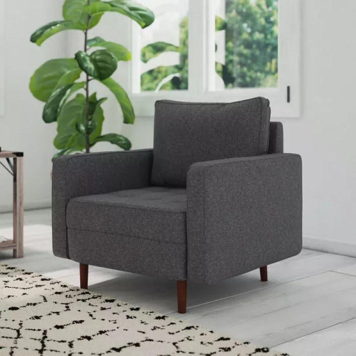 Modern Stylish Linen Arm Chair - Grey - 80x85x85 cm - By Alhome - Zrafh.com - Your Destination for Baby & Mother Needs in Saudi Arabia