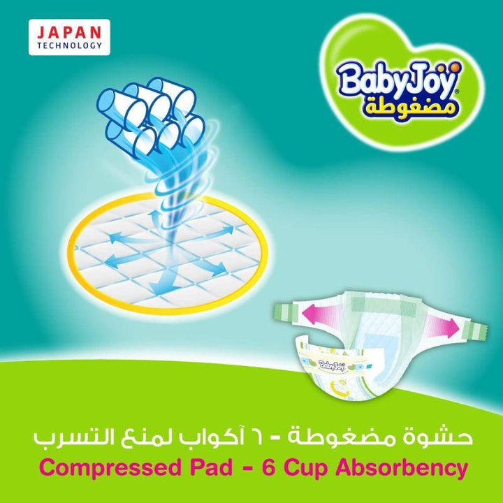 BabyJoy Compressed Diamond Pad Mega Box - Size 4 - Large - 10-18 kg - 180 Diapers - Zrafh.com - Your Destination for Baby & Mother Needs in Saudi Arabia