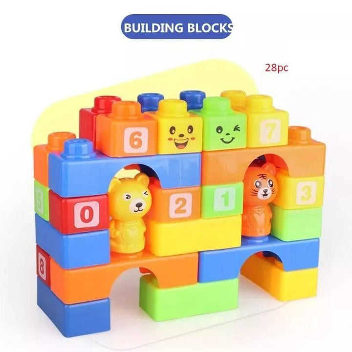 Children's Wooden Blocks Set From Hodaway 28 Pieces - Multicolor - 37-1031902 - ZRAFH