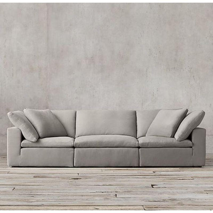 Spacious Gray Linen 3-Seater Sofa Swedish Wood By Alhome - Zrafh.com - Your Destination for Baby & Mother Needs in Saudi Arabia