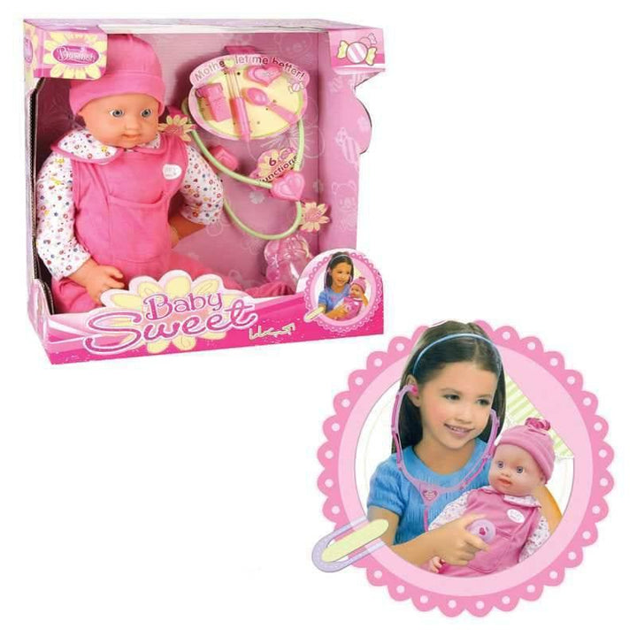 Baby Sweet Doll with Medicine Set Pink - 36x21x18 cm - 32-595433 - ZRAFH