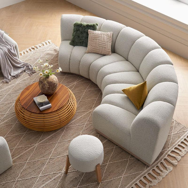 Luxurious Comfort: 3-Seater Bouclé Sofa in Beige By Alhome - Zrafh.com - Your Destination for Baby & Mother Needs in Saudi Arabia