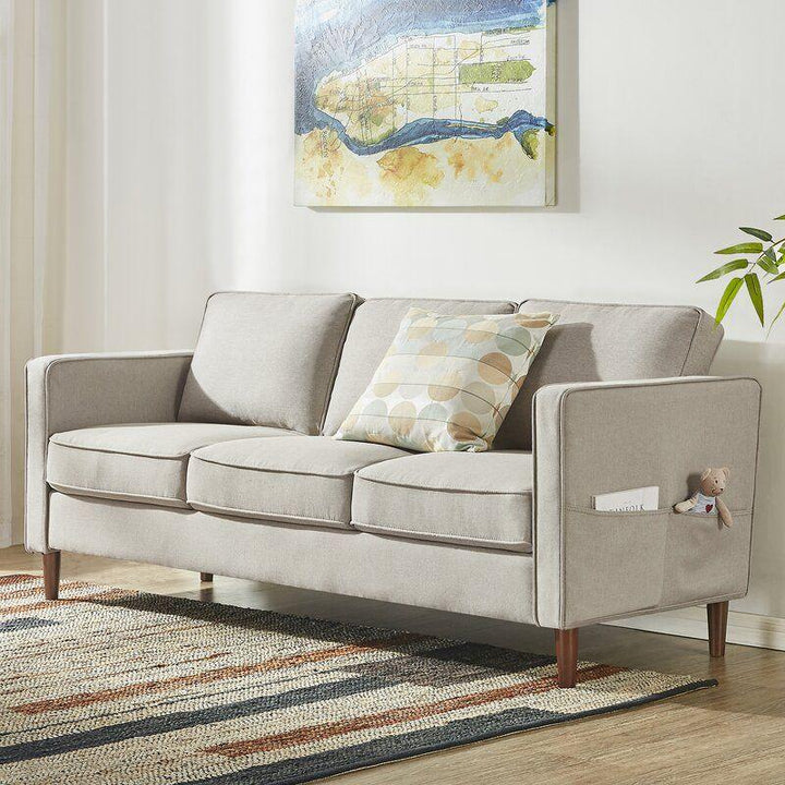 Modern Velvet 3 Seater Sofa - Beige - 240x85x85 cm - By Alhome - Zrafh.com - Your Destination for Baby & Mother Needs in Saudi Arabia