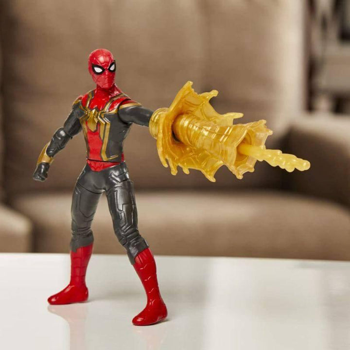 Marvel Spider-Man Deluxe Web Spin Action Figure Black&Gold Suit - 6 inch - ZRAFH