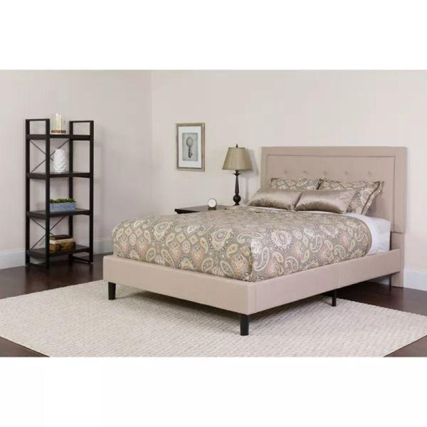 Supreme Comfort: Swedish Wood King Bed - Deluxe Beige Serenity (160x200x140) by Alhome - Zrafh.com - Your Destination for Baby & Mother Needs in Saudi Arabia