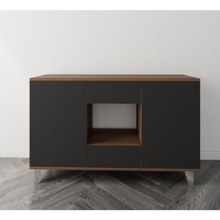 Black and Brown Coffee Corner with Two Doors and Two Sliding Drawers By Alhome - Zrafh.com - Your Destination for Baby & Mother Needs in Saudi Arabia