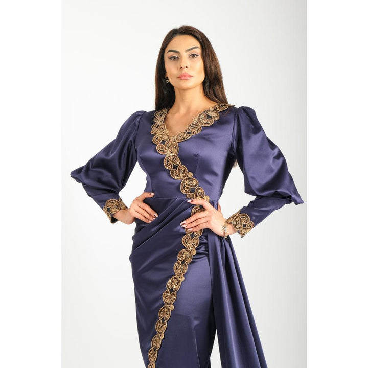 Londonella Women's Long Evening Dress with Long Sleeves - Navy Blue - 100263 - Zrafh.com - Your Destination for Baby & Mother Needs in Saudi Arabia