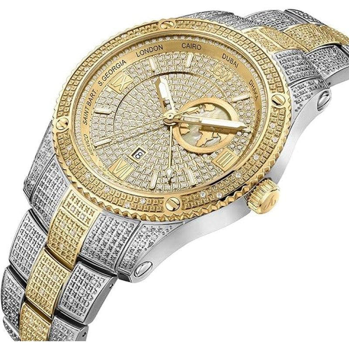 JBW Luxury Jet Setter GMT 1.00 ctw Diamond Men's Wrist Watch With Stainless Steel Link Bracelet - J6370D - Zrafh.com - Your Destination for Baby & Mother Needs in Saudi Arabia