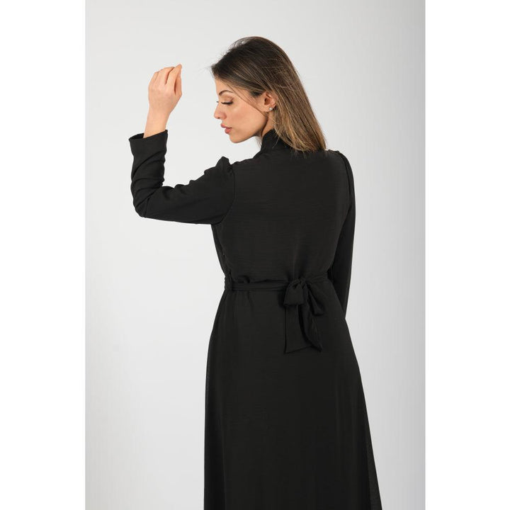 Londonella Women's Long Evening Dress with Long Sleeves & Waist Belt - Black - 100280 - Zrafh.com - Your Destination for Baby & Mother Needs in Saudi Arabia