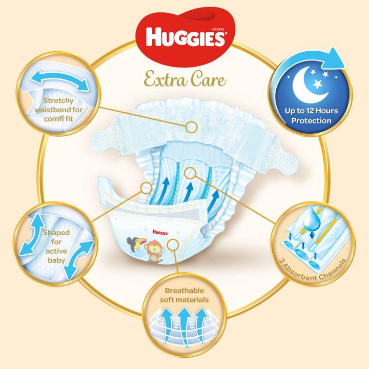 Huggies Extra Care Diaper - Mega Pack - Size 4 - 136 Diapers - Zrafh.com - Your Destination for Baby & Mother Needs in Saudi Arabia