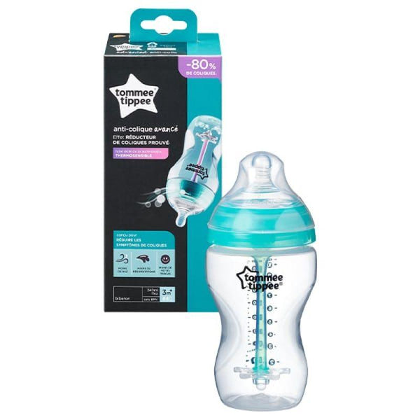 Tommee Tippee Anti-Colic Medium Flow Baby Bottle with Unique Anti-Colic Venting System - 340 ml - Zrafh.com - Your Destination for Baby & Mother Needs in Saudi Arabia