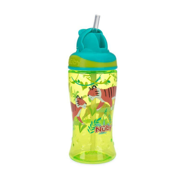 Nuby 8OZ 2 HANDLE UNPRINTED NO SPILL CUP/WITH SILICONE SPOUT & PP COVER - 240 ml Green - ZRAFH