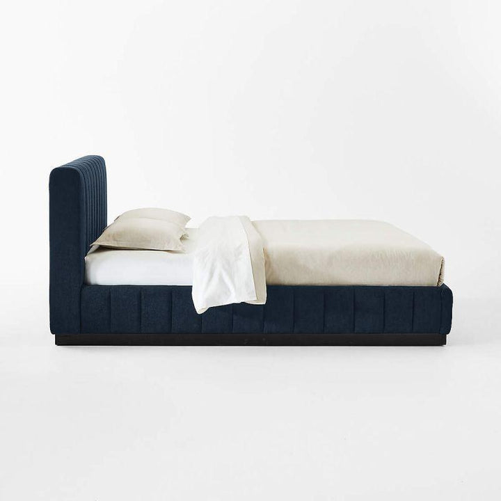 Royal Collection: Swedish Wood Queen Bed - Regal Navy Opulence (180x200x140) by Alhome - Zrafh.com - Your Destination for Baby & Mother Needs in Saudi Arabia