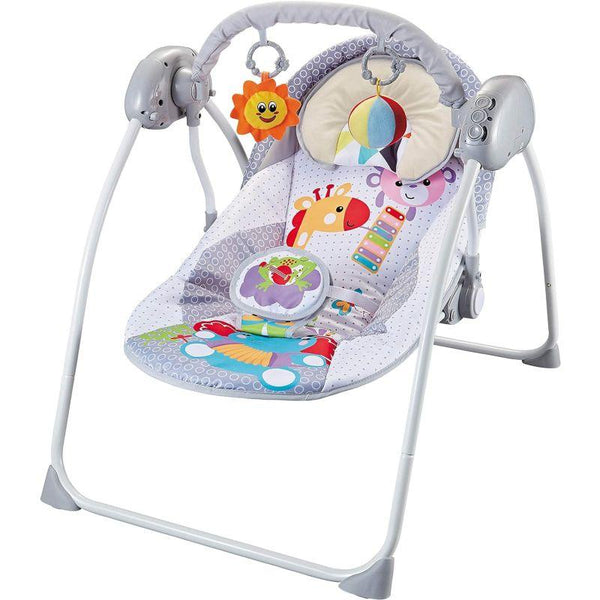 Moon - Bungee Baby Electric Swing With Music 6M+ - Light Grey + Moon 100% Organic Swaddler- 4 To 6 Months - Blue - Zrafh.com - Your Destination for Baby & Mother Needs in Saudi Arabia