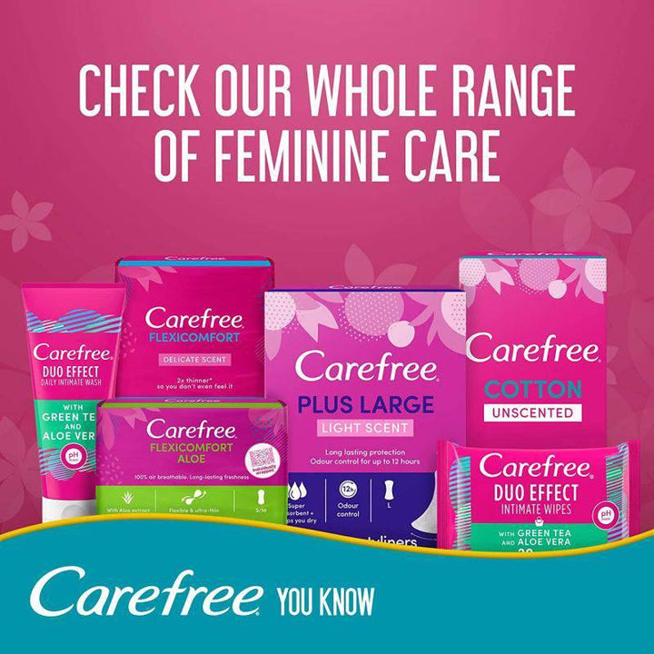 Carefree Normal Panty Liners With Cotton Extract - 56 Pieces - ZRAFH