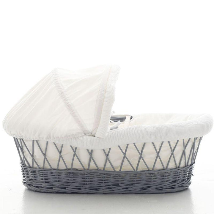 Teknum Infant Wicker Moses Basket With White Waffle Beddings & White Rocker Stand - Zrafh.com - Your Destination for Baby & Mother Needs in Saudi Arabia