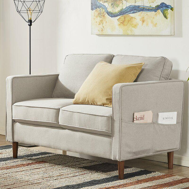 Modern Linen 2 Seater Sofa - Beige - 180x85x85 cm - By Alhome - Zrafh.com - Your Destination for Baby & Mother Needs in Saudi Arabia