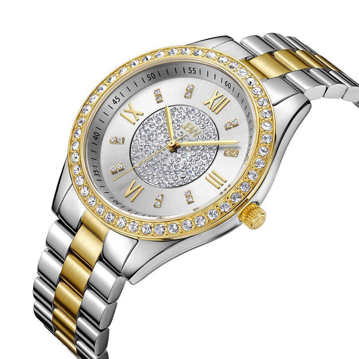 JBW Women's Mondrian Stainless Steel Watch 0.16 ctw Diamond - Silver And Gold - J6303 - Zrafh.com - Your Destination for Baby & Mother Needs in Saudi Arabia