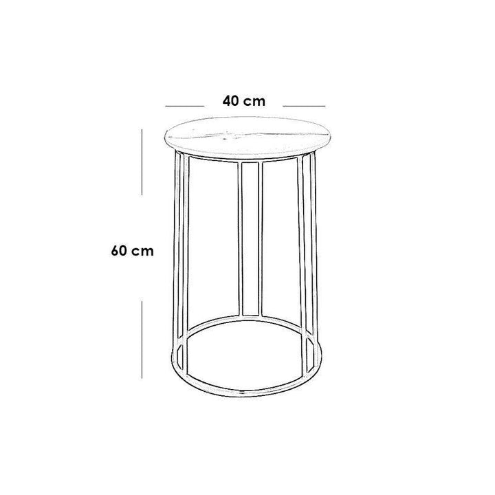 Iron and Marble Wood Side Table Black and White - 40x40x60 cm - AL-1201 By Alhome - Zrafh.com - Your Destination for Baby & Mother Needs in Saudi Arabia