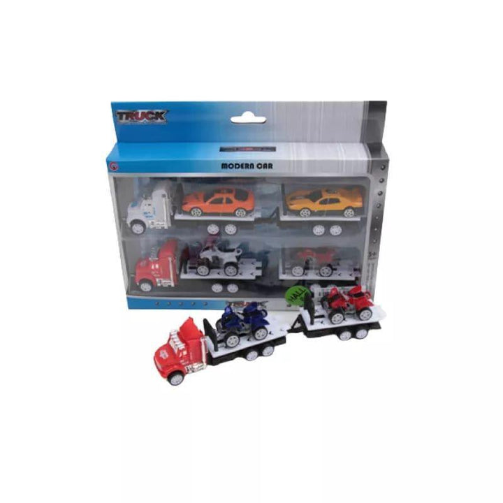 Friction Truck With Cars Set From Family Center - Red - 10-1780670 - ZRAFH