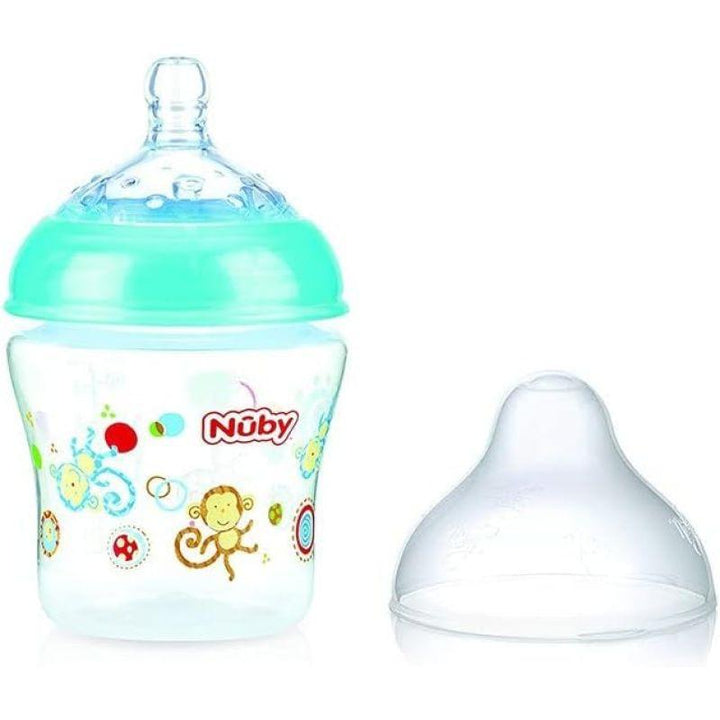 Nuby 1pk 180ml All Around Printed Bottle with Slow Flow Nipple with New Prints Gold - ZRAFH