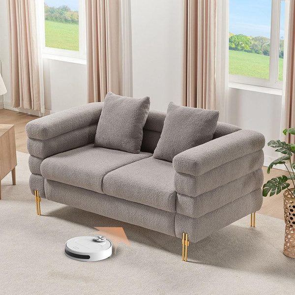 Modern Sophistication: 3-Seater Bouclé Sofa in Gray By Alhome - Zrafh.com - Your Destination for Baby & Mother Needs in Saudi Arabia