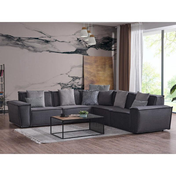 Linen Gray L-Shaped Sofa By Alhome - Zrafh.com - Your Destination for Baby & Mother Needs in Saudi Arabia