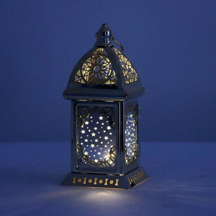 Steel Ramadan Lantern With Led Light - Gold - 22X10X10 Cm - By Family Ship - Zrafh.com - Your Destination for Baby & Mother Needs in Saudi Arabia