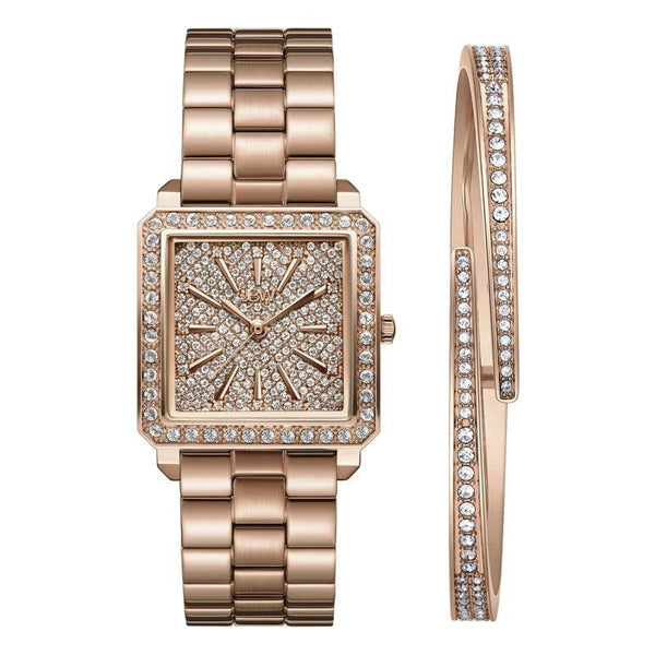 JBW Women's Cristal Set 12 Diamonds 18K Rose Gold-Plated Stainless Steel Watch With Bangle - 28MM - Zrafh.com - Your Destination for Baby & Mother Needs in Saudi Arabia