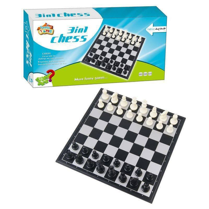 Chess Play Set Black And White - 25x6x13 cm - 36-1901232 - ZRAFH