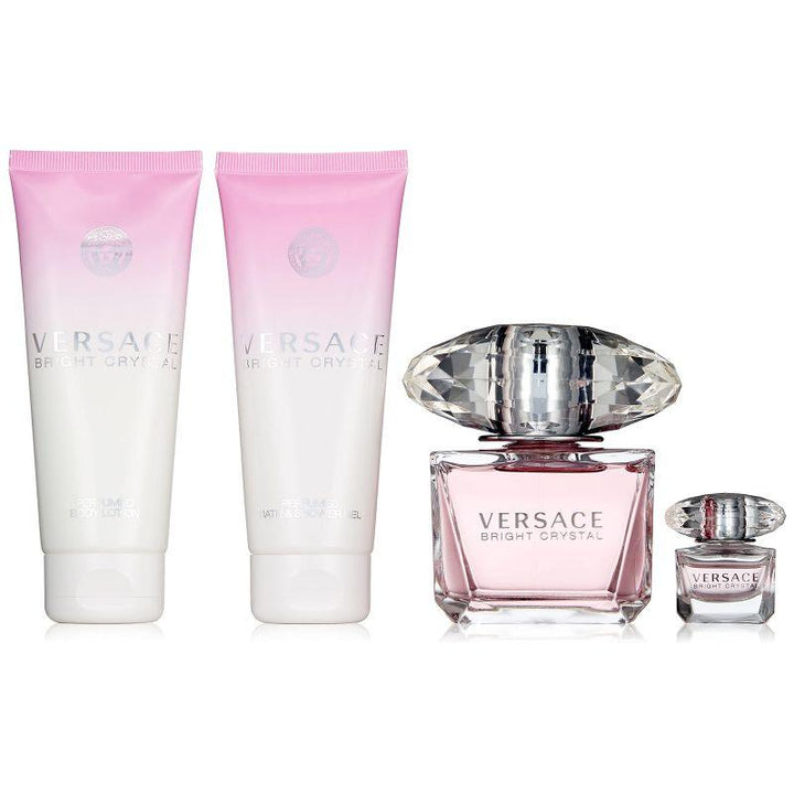 Versace Bright Crystal Gift Set Eau de Toilette (90ml+Mini 5ml+Body Lotion 100ml+Shower Gel 100ml) - ZRAFH